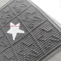 Crochet Star Baby Blanket Grey Acrylic Crib Blanket - thumbnail 3