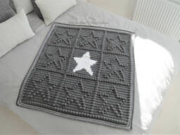 Crochet Star Baby Blanket Grey Acrylic Crib Blanket