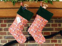Floral Christmas Stocking Made With Liberty Fabrics Tana Lawn Cosmos, Personalised, Velvet Cuff