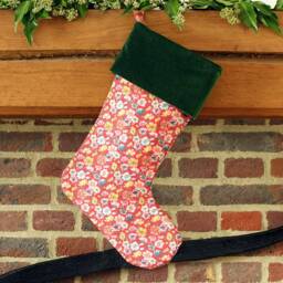 Floral Christmas Stocking Made With Liberty Fabrics Tana Lawn Cosmos, Personalised, Velvet Cuff - thumbnail 3