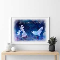 Always Under The Same Sky, Long Distance Relationship Or Friendship Gift, Personalised Print For Best Friend, Boyfriend Girlfriend - thumbnail 1