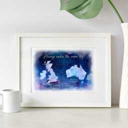 Always Under The Same Sky, Long Distance Relationship Or Friendship Gift, Personalised Print For Best Friend, Boyfriend Girlfriend - thumbnail 3