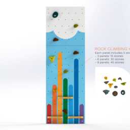 Kids Climbing Wall - Rock Indoor Play For Room - Colorful Blue Dark Rainbow Design, Custom Made, Holds Included - thumbnail 3