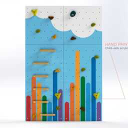 Kids Climbing Wall - Rock Indoor Play For Room - Colorful Blue Dark Rainbow Design, Custom Made, Holds Included - thumbnail 2