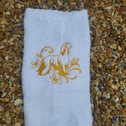 Embroidered Afghan Dog Hand Towel Gold Accent Gift - thumbnail 2