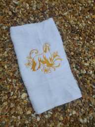 Embroidered Afghan Dog Hand Towel Gold Accent Gift