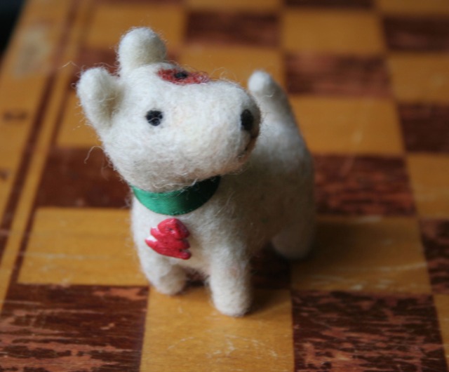 Felted Dog - Needle Puppy Christmas Tree Decor Chinese Zodiac Sign Gift - image 1