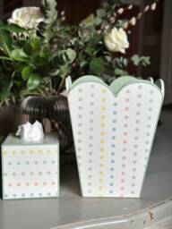 Scalloped Wastepaper Basket. Bedroom, Dressing Room Or Nursery Bin. Powder Room Trash - thumbnail 1