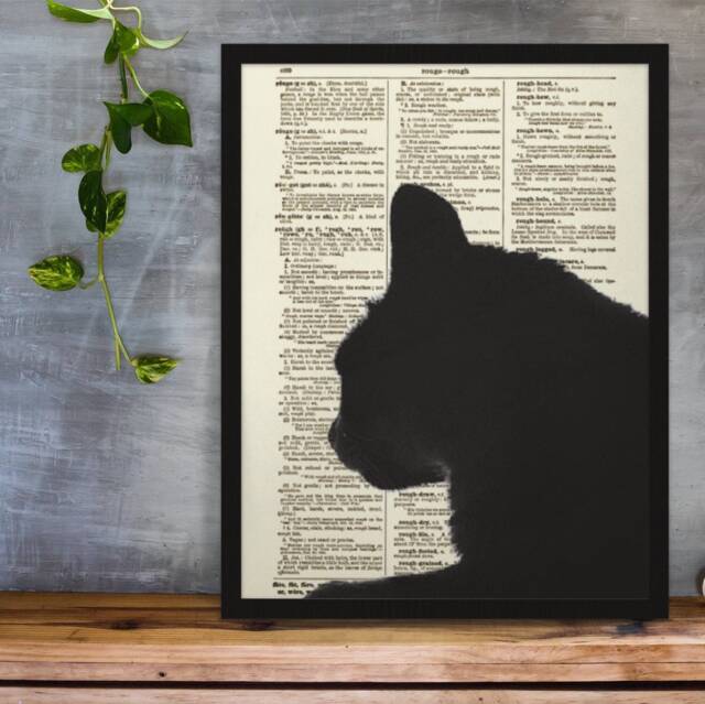Black Cat Art Print On An Antique Dictionary Page From 1897 - image 1