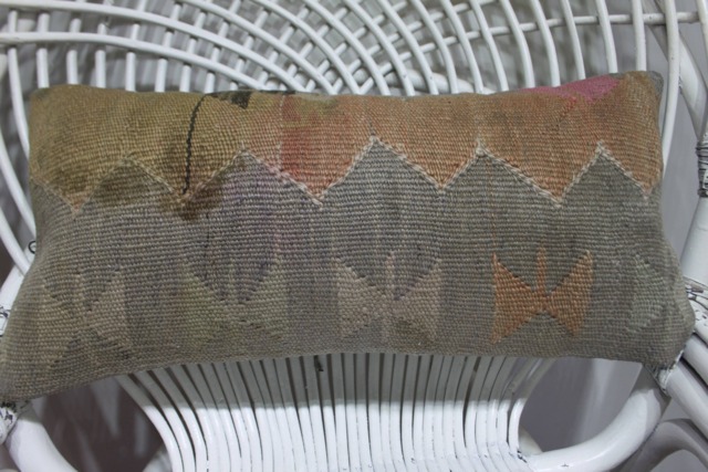 Designer Pillows, Throw Pillow, Turkish 10x20 Brown Rug Pillow Case, Ottoman Covers, Kilim 214 - image 1