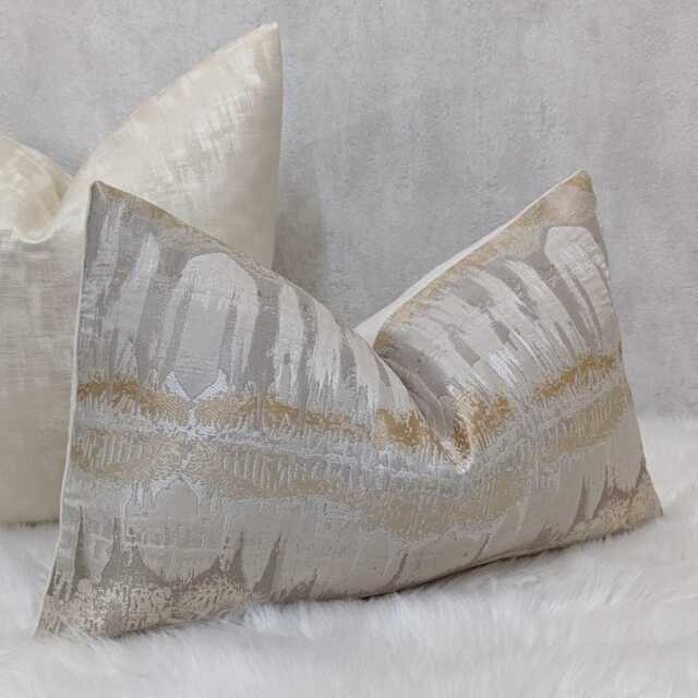 Aztec Inca Cream & Gold Cushion Cover, Inca Decorative Pillow Design, Sofa Throw Bed Rectangle Cover - image 1