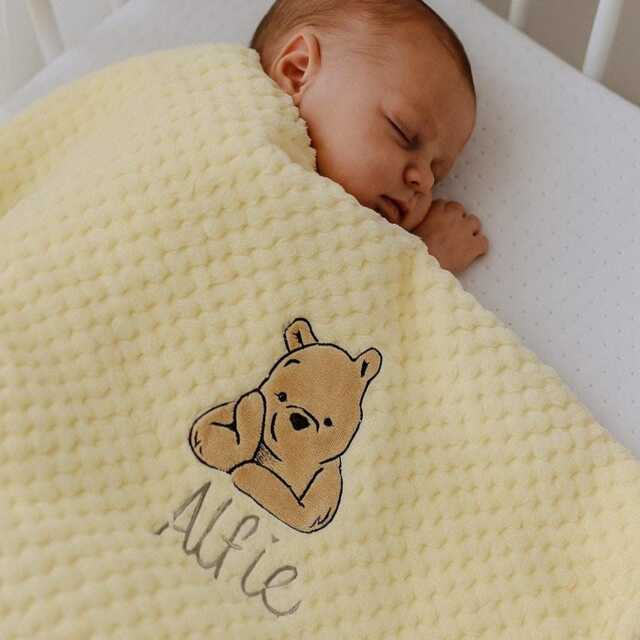 Personalised Baby Blanket - Embroidered Name & Classic Winnie The Pooh - image 1
