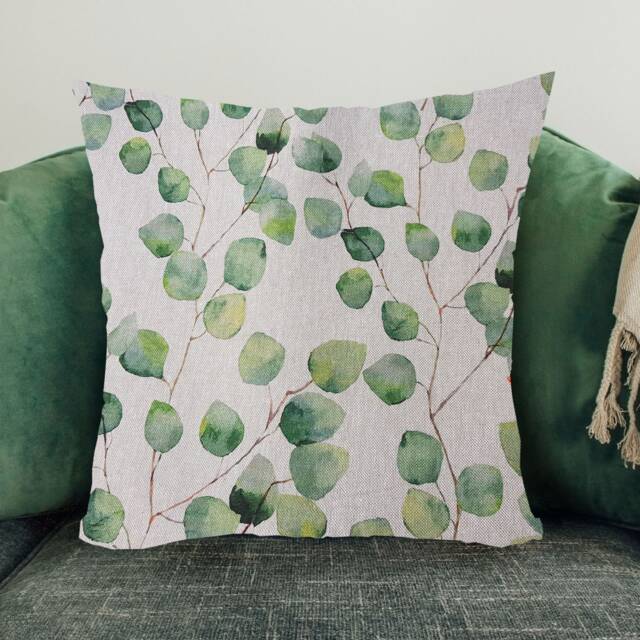 Handmade Green Floral Cushion Cover Country Home Decor - image 1