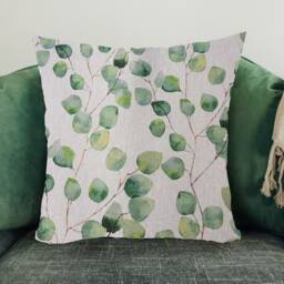 Handmade Green Floral Cushion Cover Country Home Decor - thumbnail 1