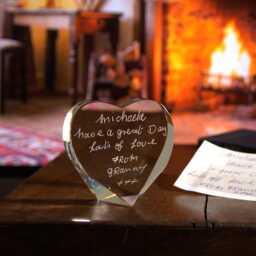 Hand Engraved Glass Heart Ornament Personalised Handwriting Keepsake - thumbnail 2