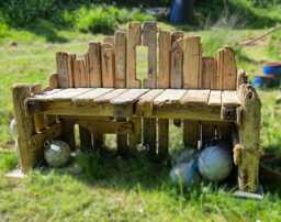 Solid Driftwood Garden Bench, Raw Wood Outdoor Furniture