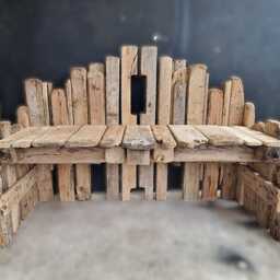 Solid Driftwood Garden Bench, Raw Wood Outdoor Furniture - thumbnail 2