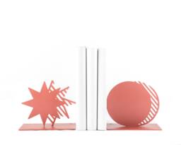 Metal Bookends Coral Star & Moon - Modern Book Holders