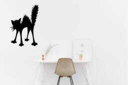 Scared Cat Vinyl Wall Art, Decal, Sticker, Transfer, Mural, Removable, Decor, Rent Friendly, Interior, Exterior, Full - 0545 - thumbnail 1