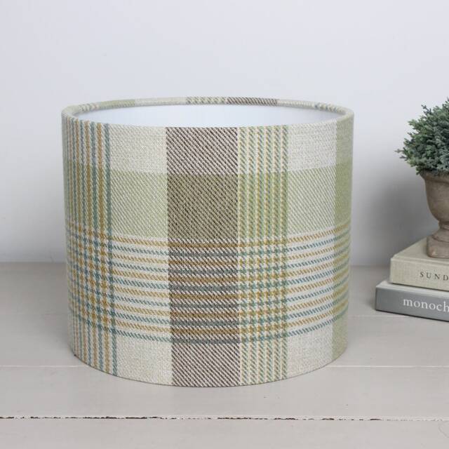 Katrine Pistachio Tartan Drum Lampshade