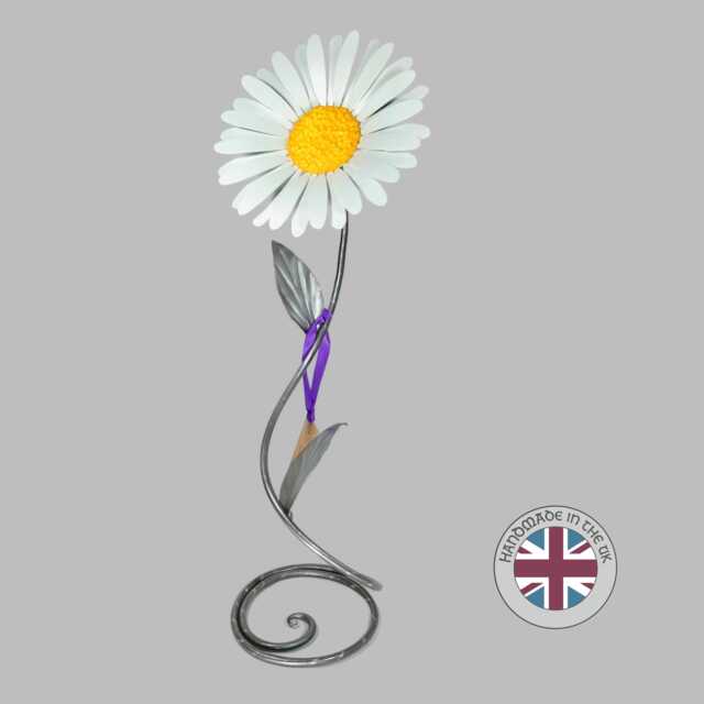 Handsculpted White Daisy Flower Ornament For Wedding Anniversary Gift Metal Floral Centrepiece Display Present Valentines Wife - image 1
