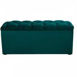 Buttoned Storage Bench Ottoman in Malta Emerald Deluxe Velvet Fabric - British Made Stool - thumbnail 3