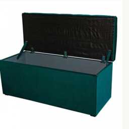 Buttoned Storage Bench Ottoman in Malta Emerald Deluxe Velvet Fabric - British Made Stool - thumbnail 2