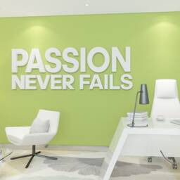 Passion Never Fails, Office, Signs, Wall, Art, Decor, 3D, PVC, Typography, Inspirational, Motivational, Work, Sucess, Decals - Skupnf3D