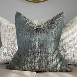 Pepin River Cushion Cover, Pillow Throw Luxury Textured Fabric, Ashley Wilde Fabric - Teal Gold Shimmer Made in UK - thumbnail 1