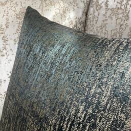 Pepin River Cushion Cover, Pillow Throw Luxury Textured Fabric, Ashley Wilde Fabric - Teal Gold Shimmer Made in UK - thumbnail 3