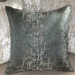 Pepin River Cushion Cover, Pillow Throw Luxury Textured Fabric, Ashley Wilde Fabric - Teal Gold Shimmer Made in UK - thumbnail 2