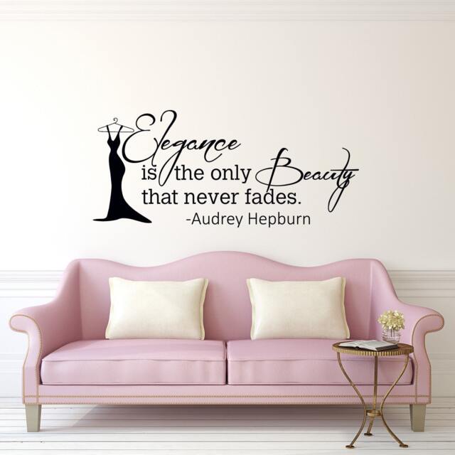 Audrey Hepburn Quote Wall Decal Elegance Never Fades, Girls Bedroom Decor P108 - image 1