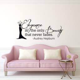 Audrey Hepburn Quote Wall Decal Elegance Never Fades, Girls Bedroom Decor P108 - thumbnail 1