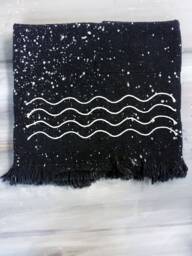 Handmade Fringed Peshtemal Beach Towel Black & White Splash
