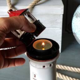 Lyngvig White Handmade Ceramic Lighthouse Candle Holder, Denmark Unique Home Decorating Marine Souvenir, Christmas Gifts. Handmade in Suvena - thumbnail 2