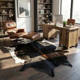 Authentic Small Brown & White Cowhide Rug - Statement Piece For Sophisticated Decor - 30x30 Inches - thumbnail 2