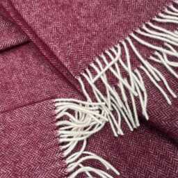 Burgundy Red Pure Wool Blanket Throw Hypoallergenic, Eco-Wool - thumbnail 2