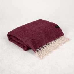 Burgundy Red Pure Wool Blanket Throw Hypoallergenic, Eco-Wool