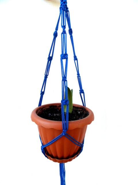 Blue Macrame Plant Holder 20 Inches 3mm Hanging Planter Macrame Plant Hanger Outdoor Or Indoor Decor Wall Hanging Window Cord Gift Idea - image 1