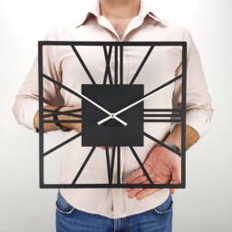 Wall Clock New York Black - Metal Roman Numerals Minimalist Square Design - thumbnail 2