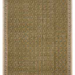 Handmade Yellow/Green Floral Rug Block Printed Cotton Area Bedroom Rug Large Hallway Stair Runner 9x12 4x20 12x12 Feet - thumbnail 2