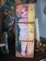 Victorian Christmas Wooden Shelf Puzzle Blocks Peeking At Vintage - thumbnail 2