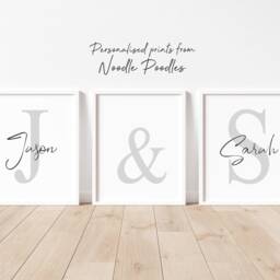 Couples Initial Print - Set Of 3 Bedroom Prints Large Home Decor Gifts Wall - thumbnail 2