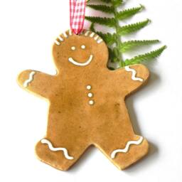Ceramic Christmas Ornaments, Gingerbread Man & Heart Pottery, Home Decoration, Xmas Gifts, Gift Ideas, Country Decor - thumbnail 2