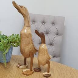 Natural Bamboo Webbed Feet Ducks, Ornament, Statue, Sculpture, Gift. Duck Lovers - thumbnail 1