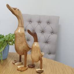 Natural Bamboo Webbed Feet Ducks, Ornament, Statue, Sculpture, Gift. Duck Lovers - thumbnail 3