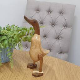 Natural Bamboo Webbed Feet Ducks, Ornament, Statue, Sculpture, Gift. Duck Lovers - thumbnail 4