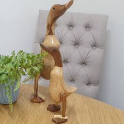 Natural Bamboo Webbed Feet Ducks, Ornament, Statue, Sculpture, Gift. Duck Lovers - thumbnail 2