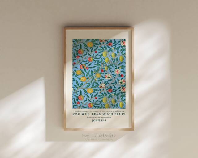 John 155 I Am The Vine Floral Poster, Printed & Shipped, Modern Scripture Decor, Bible Verse Prints, Christian Home Decor - image 1