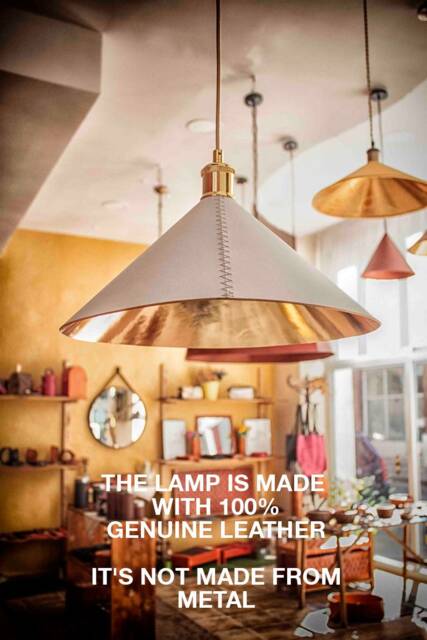 Leather Cone Pendant Light - Home Improvement Decorative Lampshade Gold & White Lamp For Kitchen Island Dining Room Lighting Fixture - image 1